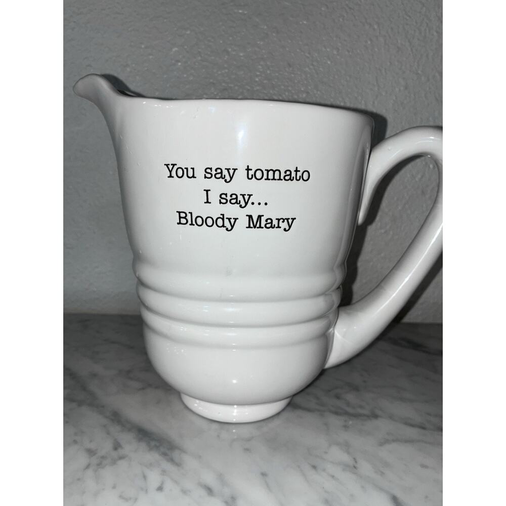 Pier 1 Large Bloody Mary Tomato Pitcher Brunch White Ceramic